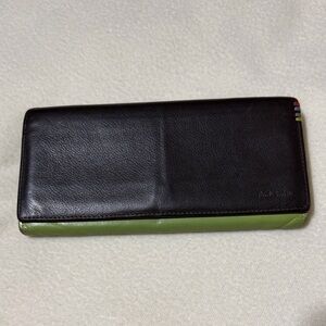 Paul Smith Black and Green Leather Long Wallet